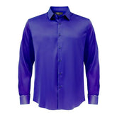 Barocco Luxe Satin Stretch Shirt MEDIUM BLUE